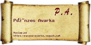 Pénzes Avarka névjegykártya